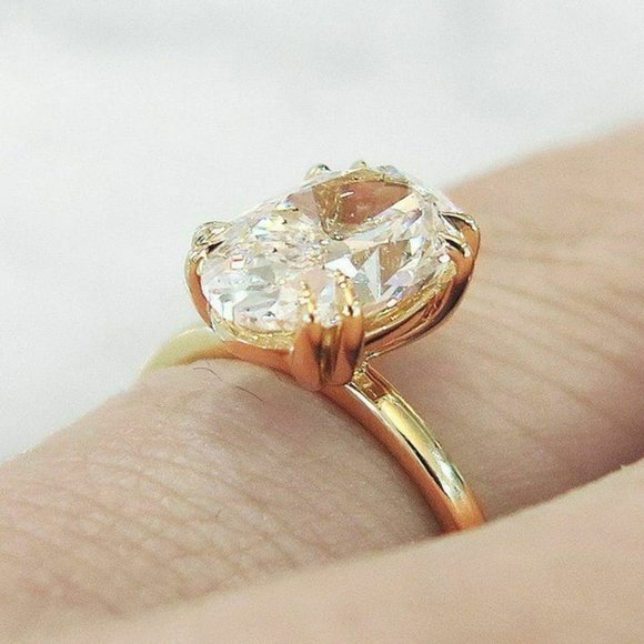 3.5 CT Oval Moissanite Engagement Ring In 14k Gold - Picture 3 of 4